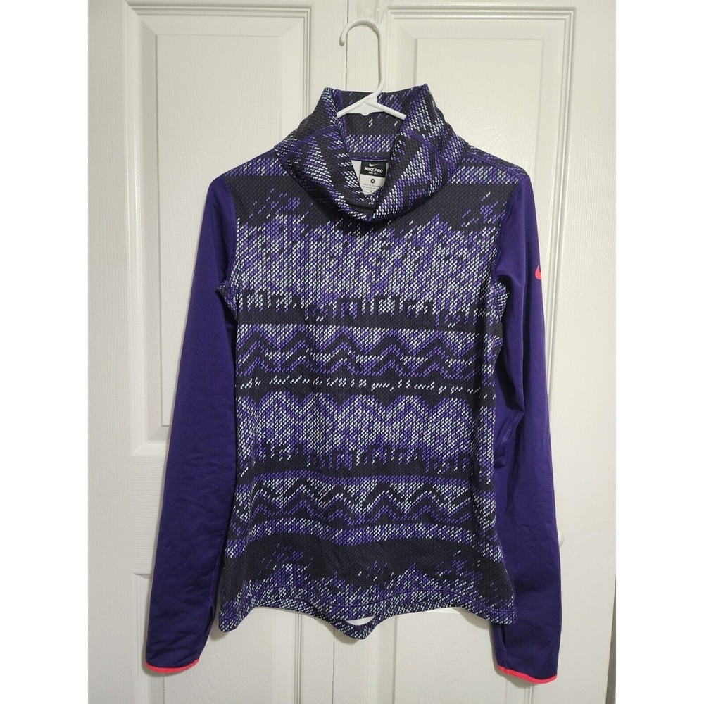 Nike Pro Hyperwarm Nordic Infinity Cowl Neck Dri-Fit Compression Top Womens SZ M